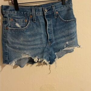 Levi's Medium Blue 501 Denim Cutoff Shorts